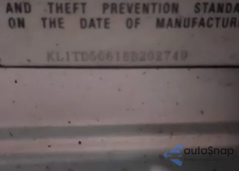 2008 Chevrolet Aveo Ls z USA, uszkodzony, nr VIN KL1TD56618B202749